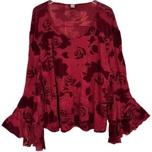 C. Oliver Red Bell Sleeve Blouse Top Dark Romantic Dark Fairy Plus Size 3X
